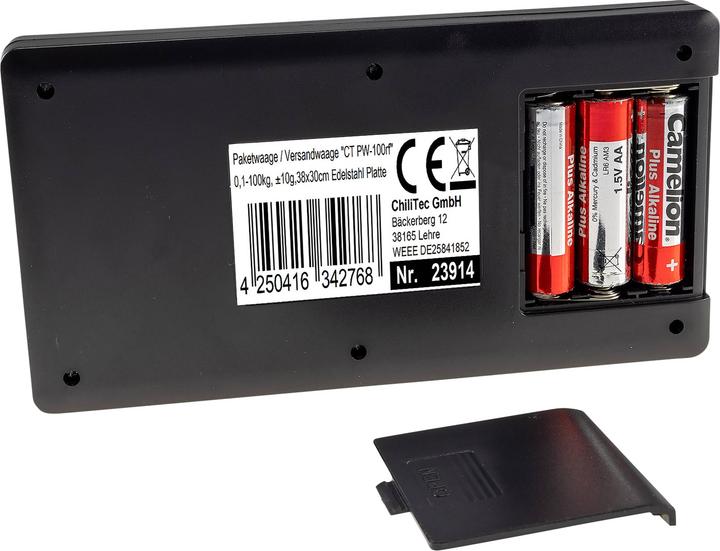 Productafbeelding Chilitec Pakketweegschaal / verzendweegschaal CT PW-100rf, 0,1...100 kg, 38x30 cm
