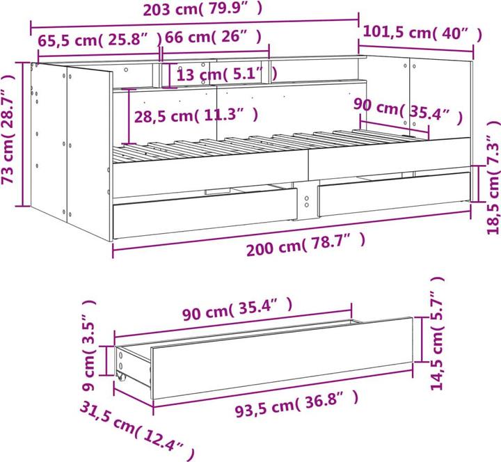 Produktbild vidaXL Tagesbett (90 x 200 cm)