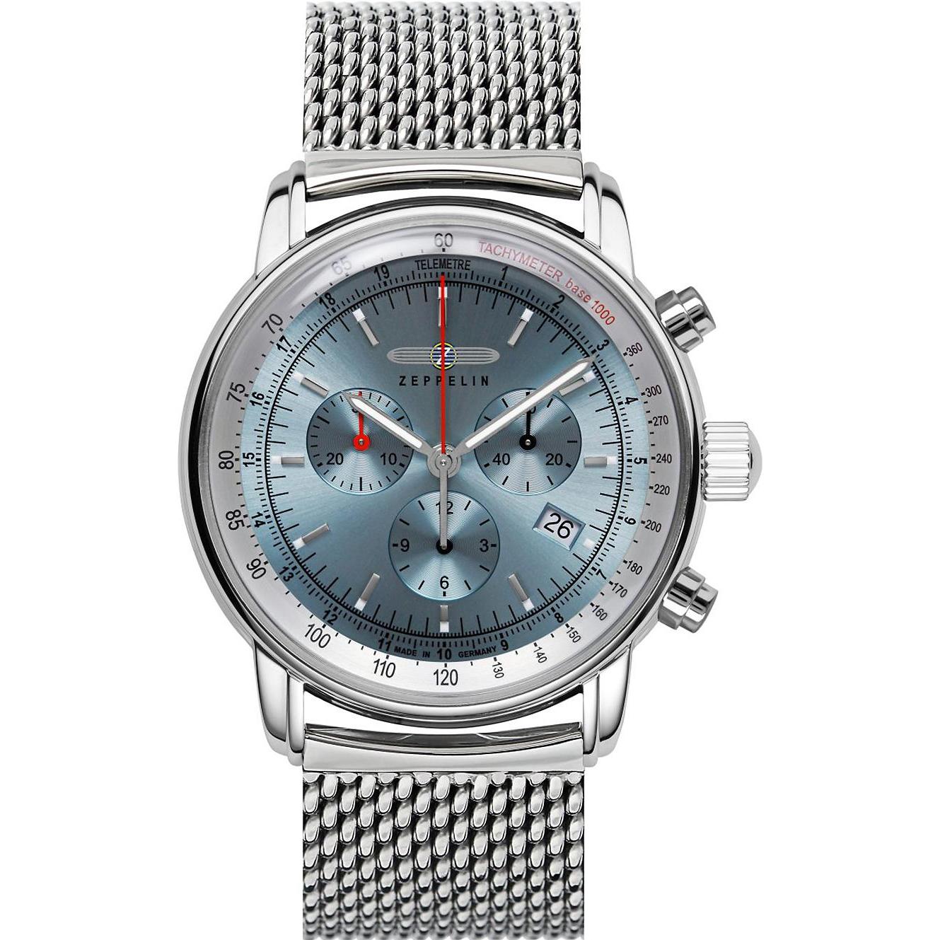 Zeppelin, Armbanduhr, 8886M3, Silber, (Chronograph, 42 mm)