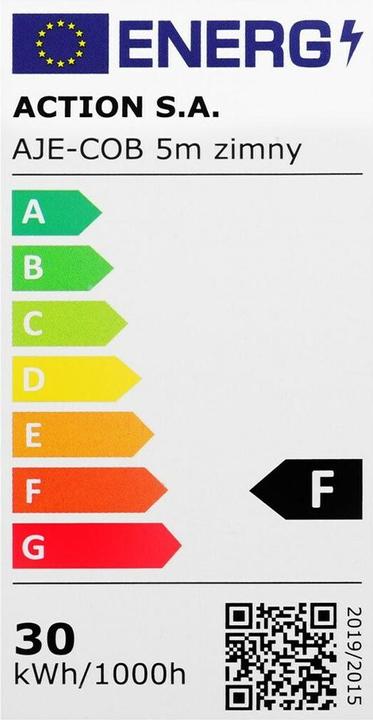 Label énergétique Activejet AJE-COB zim LED Strip Lampe à bande universelle Indoor (Blanc froid, 500 cm, Intérieur)