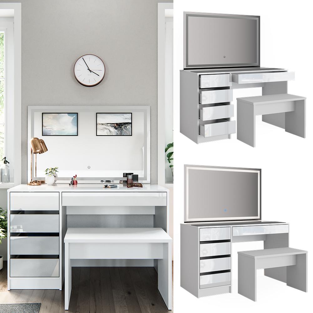 Thumbnail - Vicco, Schminktisch, Sherry mit Hocker und Beleuchtung (120 x 55 x 75 cm)