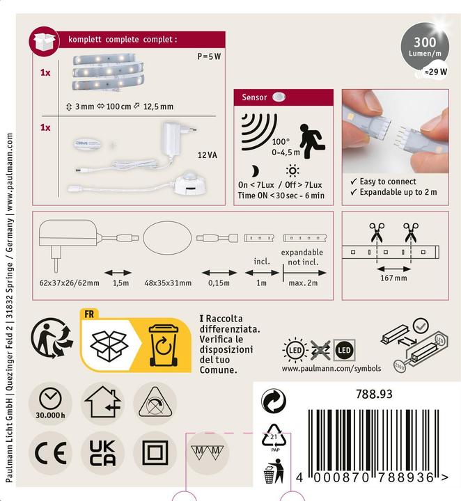 Immagine prodotto Paulmann MaxLED (Bianco caldo, 100 cm, Interno)