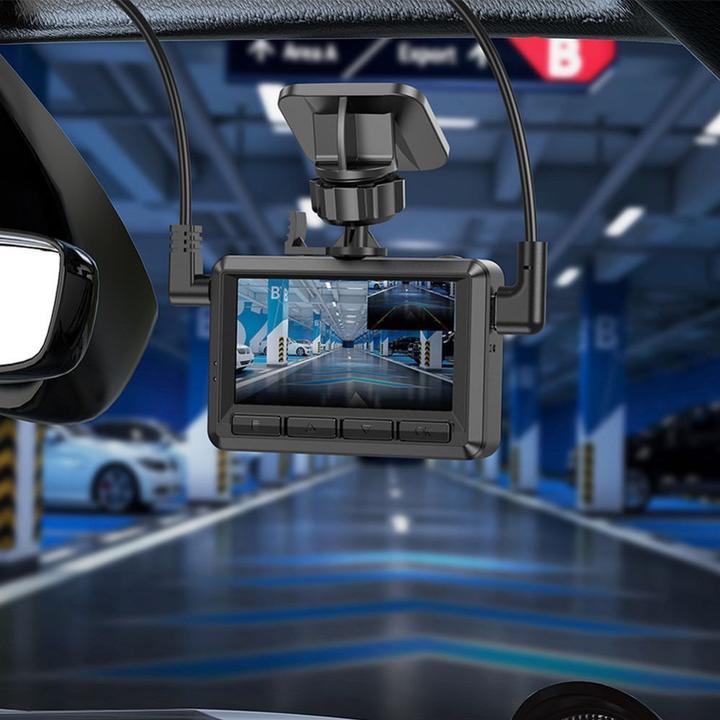 Produktbild Hoco Kopfhörer mit Mikrofon Autokamera mit Bildschirm 2,45" + Rückfahrkamera 1080P/30fps DV3 schwarz (Eingebautes Display, Eingebautes Mikrofon, Full HD)