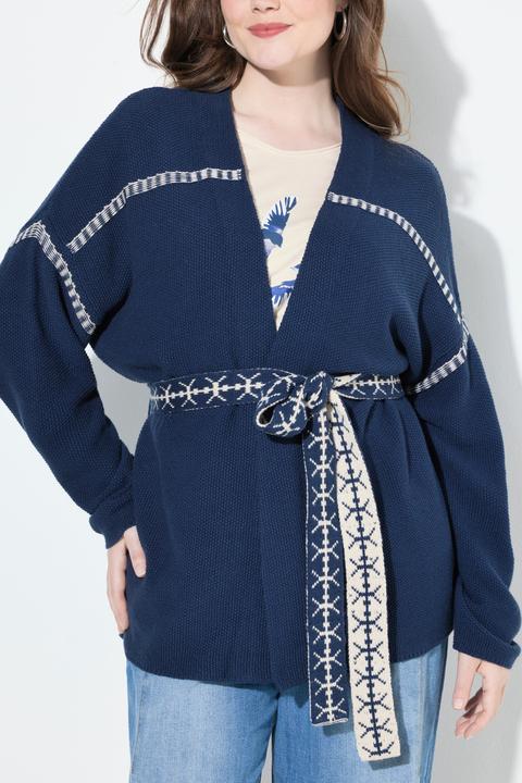 Actual product image Ulla Popken Textured Tie Belt Cardigan (58)
