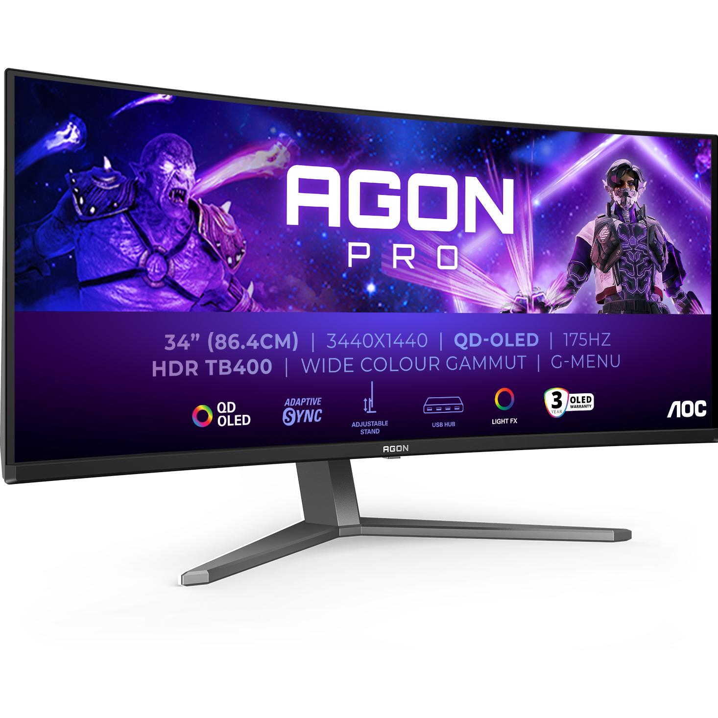 Aoc Agon Pro (3440 X 1440 Pixel, 34"), Monitor, Nero, Grigio