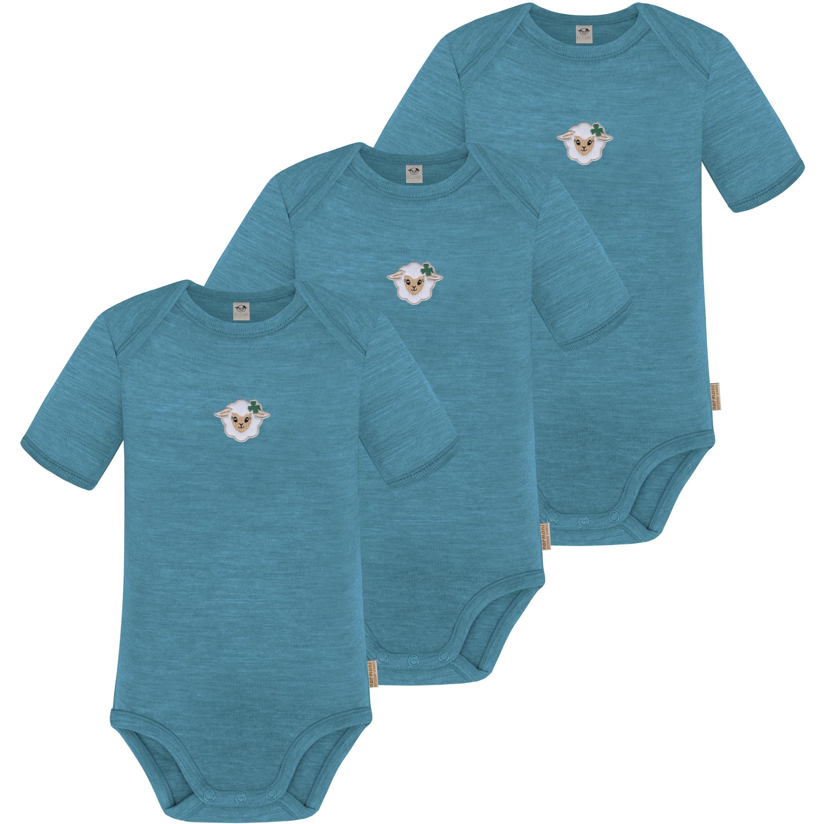Normani, Herren, Body, 3er Set Baby Merino Body Kurzarm „Tauranga" - 9287, Blau, (56)