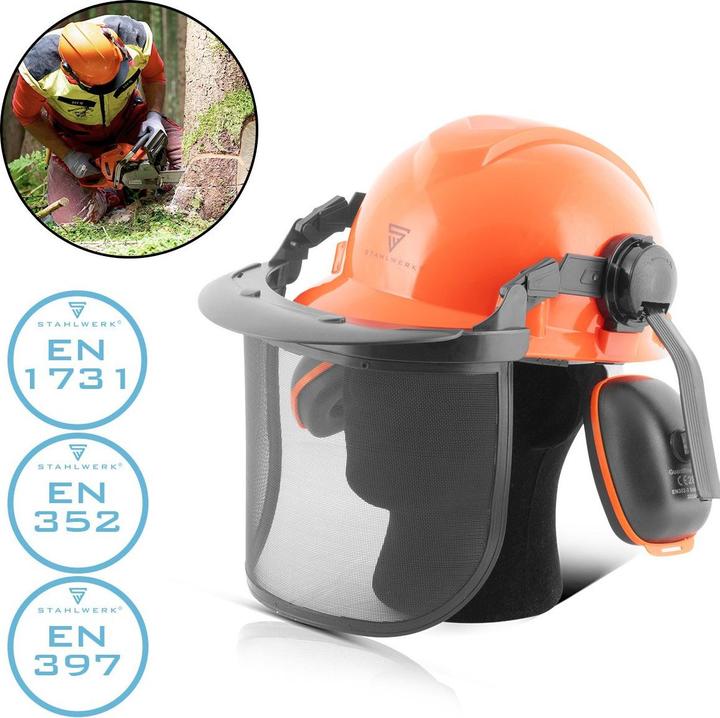 Image du produit Stahlwerk Casque forestier FH-100 ST avec visière et protection auditive EN397 EN352 EN1731 (52 - 66 cm)