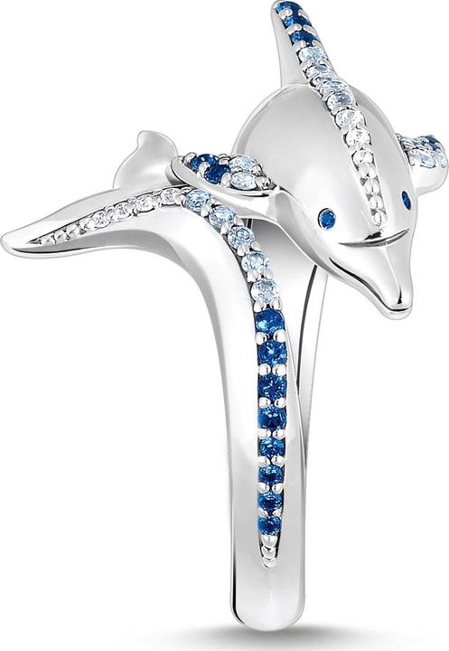 Produktbild Thomas Sabo Ring Delfin mit Blauen Steinen (54, 925 Silber)