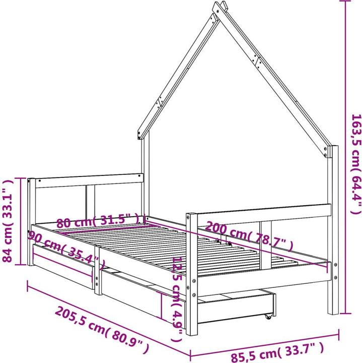 Produktbild vidaXL Kinderbett (80 x 200 cm)
