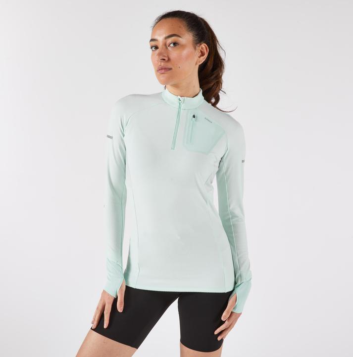 Image du produit Kiprun T-shirt 1/2 zip manches longues de running Femme - Run 500 Warm Vert (42)