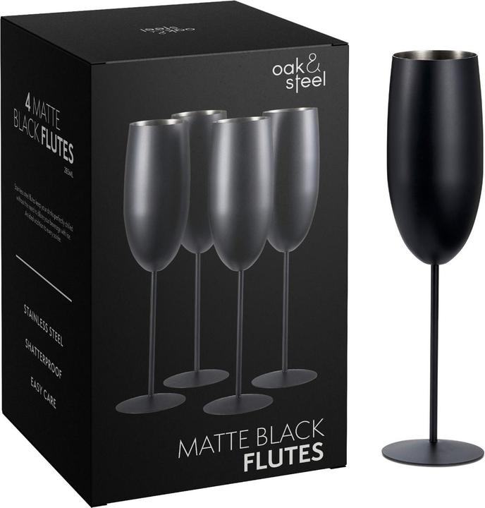 Image du produit Oak & Steel 4 verres à champagne en acier inoxydable Set cadeau (28.50 cl, 4 Verres, Flûtes à champagne)