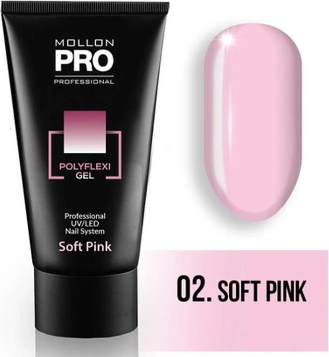 Mollon Pro Mol Polyflexi Gel 2 - Soft Pink, 60 Ml (Soft Pink, Gel-Effekt Nagellack)
