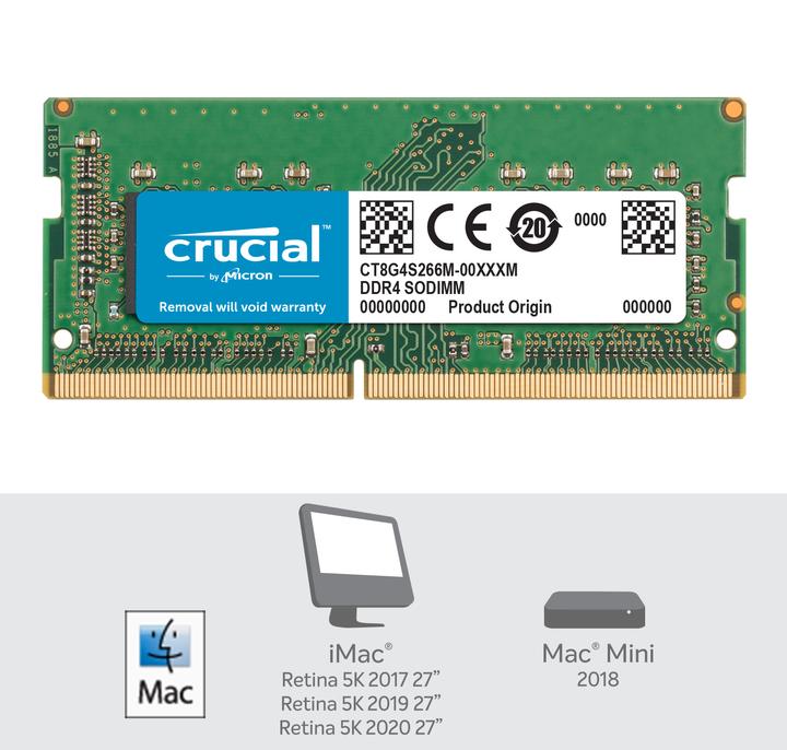 Produktbild Crucial Memory for Mac (1 x 8GB, 2666 MHz, DDR4-RAM, SO-DIMM)