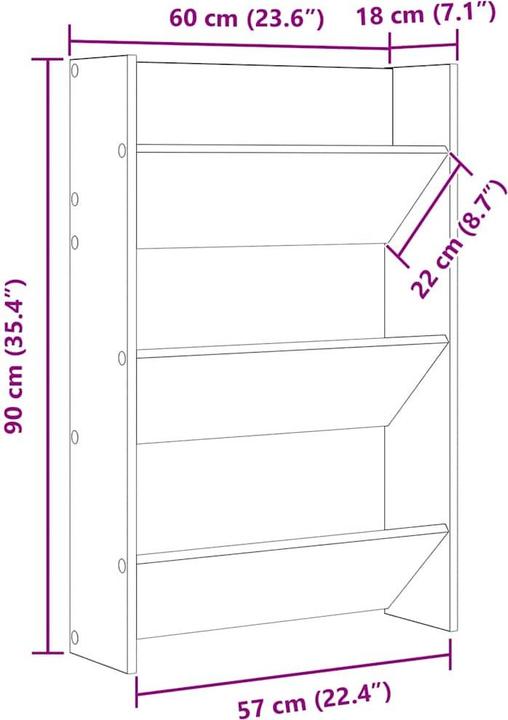 Produktbild vidaXL Wand-Schuhschrank (18 x 18 x 90 cm)