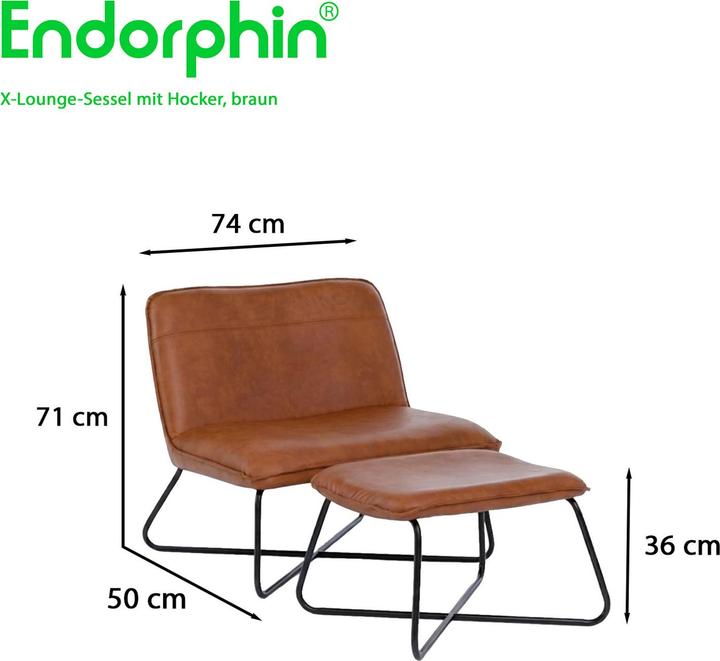 Produktbild Endorphin X-Loungesessel mit Hocker, braun