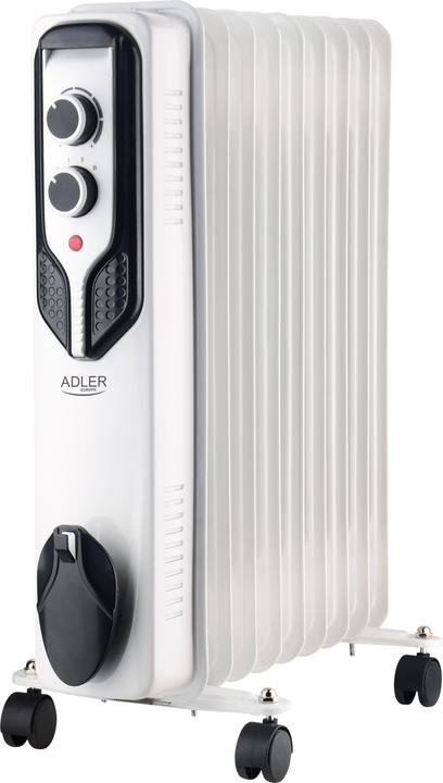 Actual product image Adler AD 7816 Oil-Filled Radiator, 9 Ribs, 3 Heating Powers: 800W-1200W-2000W, White (2000 W)