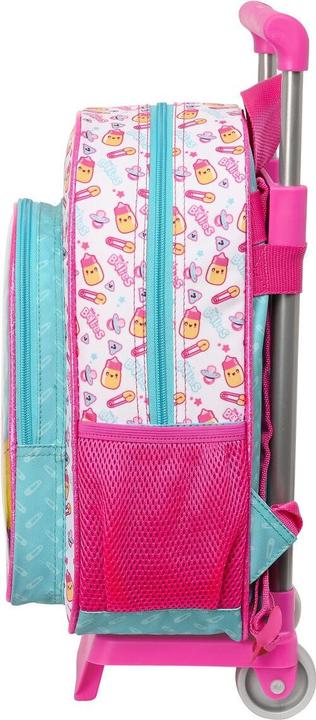 Productafbeelding The Bellies Schoolrugzak met wieltjes 26 x 34 x 11 cm paars turquoise wit