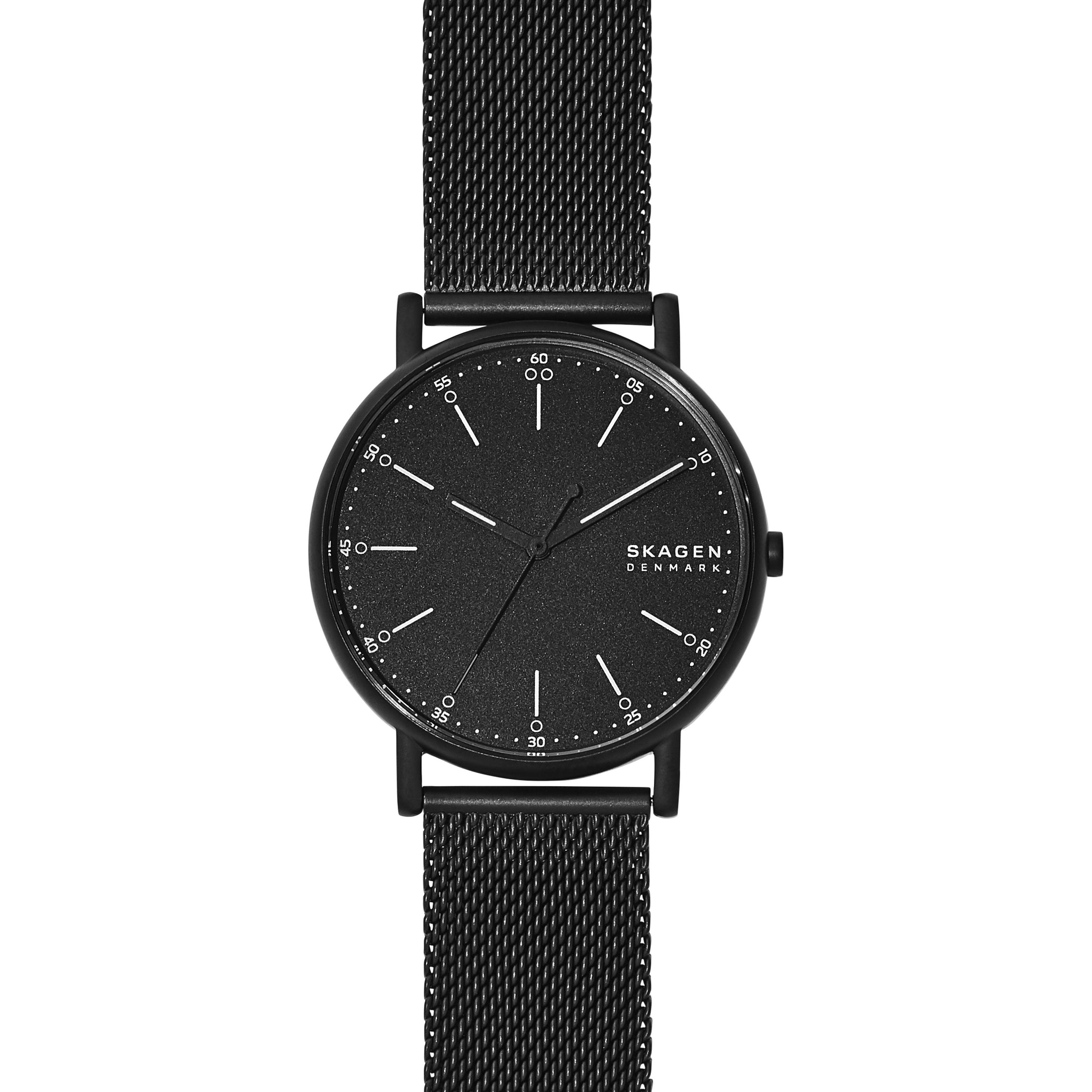 Skagen, Armbanduhr, Signatur, Schwarz, (Analoguhr, 40 mm)