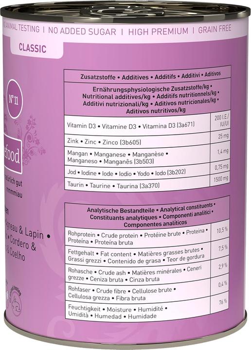 Immagine prodotto Catz Finefood No.11 Agnello e coniglio (Adulto, 1 pz., 400 g)