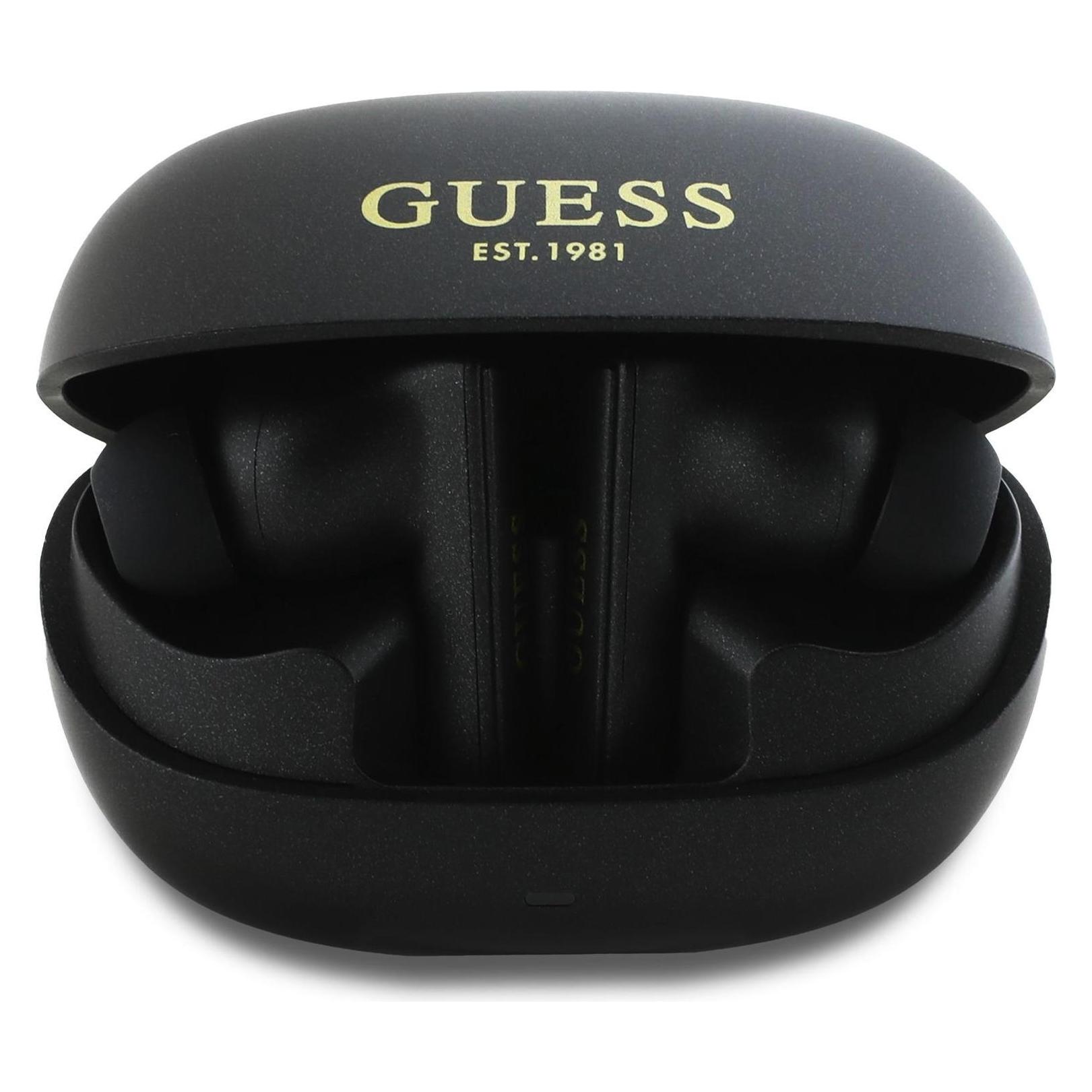 Guess Słuchawki Bluetooth GUTWST88MCTGK Tws + Stacja Dokująca Czarny/black Capsule Printed Logo (Aktive Geräuschunterdrückung, 26 h, Kabellos),