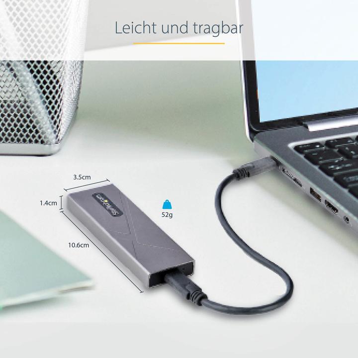Immagine prodotto StarTech com M2-USB-C-NVME-SATA, SSD-Gehäuse, M.2, M.2, 10 Gbit/s, USB Anschluss, Grau (M.2)