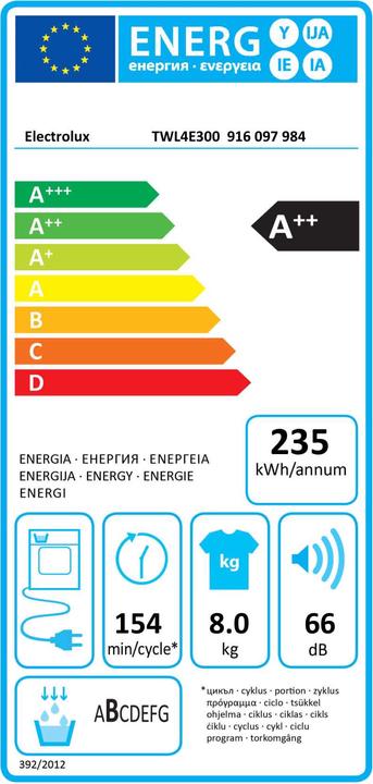 Energie-Label Electrolux Twl4e300 (8 kg, Links)