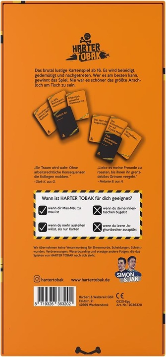 Actual product image Simon & Jan Hard Tobacco ROAST, Mobbing Edition (German)