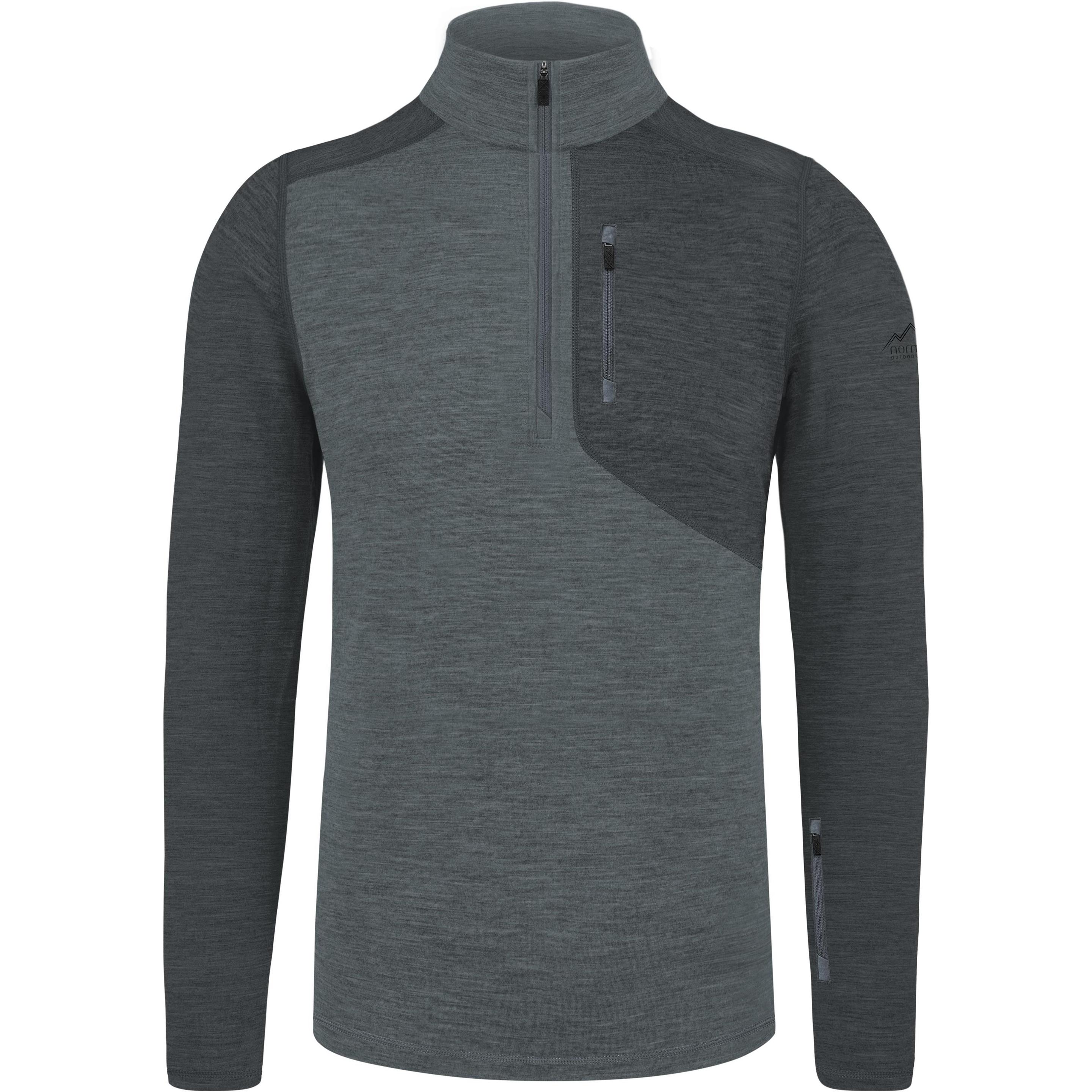 Normani, Herren, Funktionsshirt, Herren Merino Langarm mit 1/4 Zipper „Mildura“ - 9131 (XXL), Grau, XXL