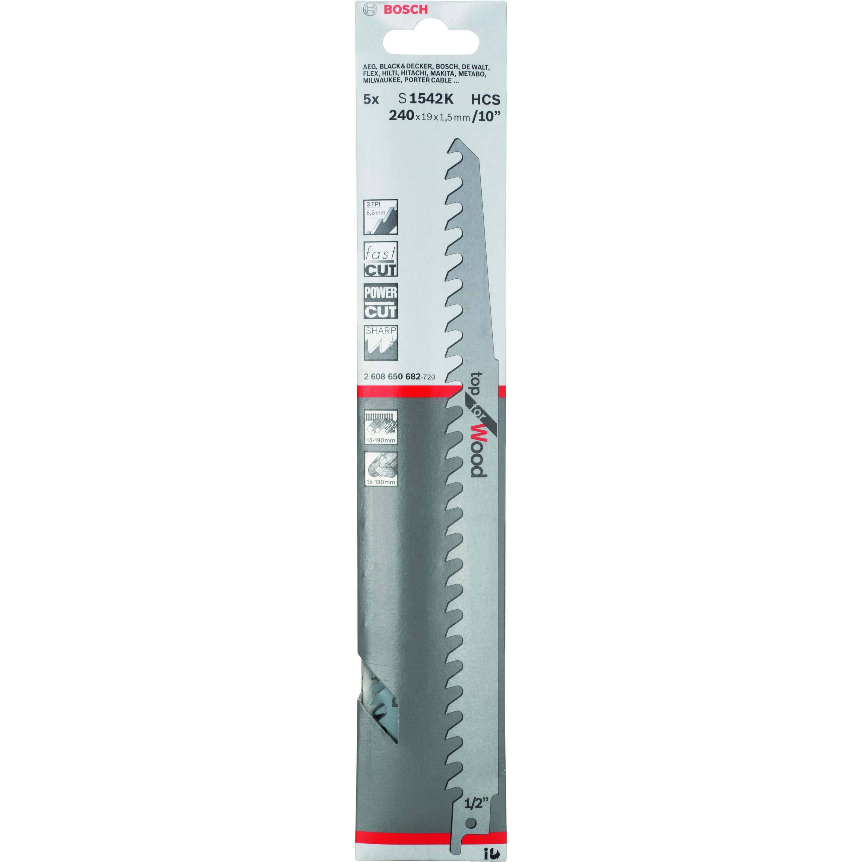 Thumbnail - Bosch Professional Zubehör, Sägeblatt, Säbelsägeblatt S 1542 K, Top for Wood, 5er-Pack