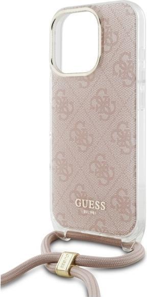 Actual product image Guess GUHCP16LHC4SEP iPhone 16 Pro 6.3" różowy/pink hardcase Crossbody Cord 4G Print