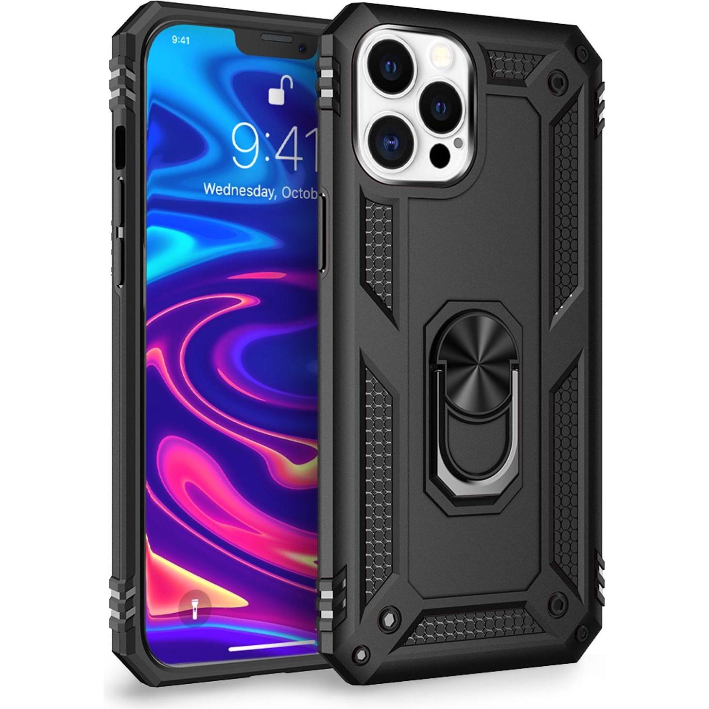 Nalia Ring Handyhülle (Apple iPhone 12 Pro Max), Smartphone Hülle, Schwarz