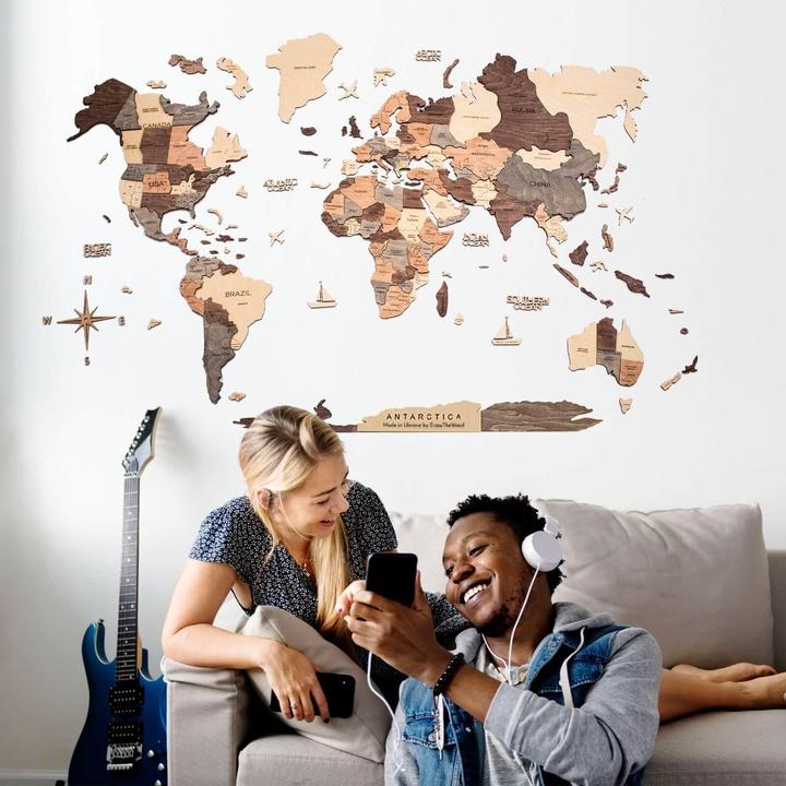 Immagine prodotto Enjoy The Wood Mappa del mondo in 3D (120 x 200 cm)