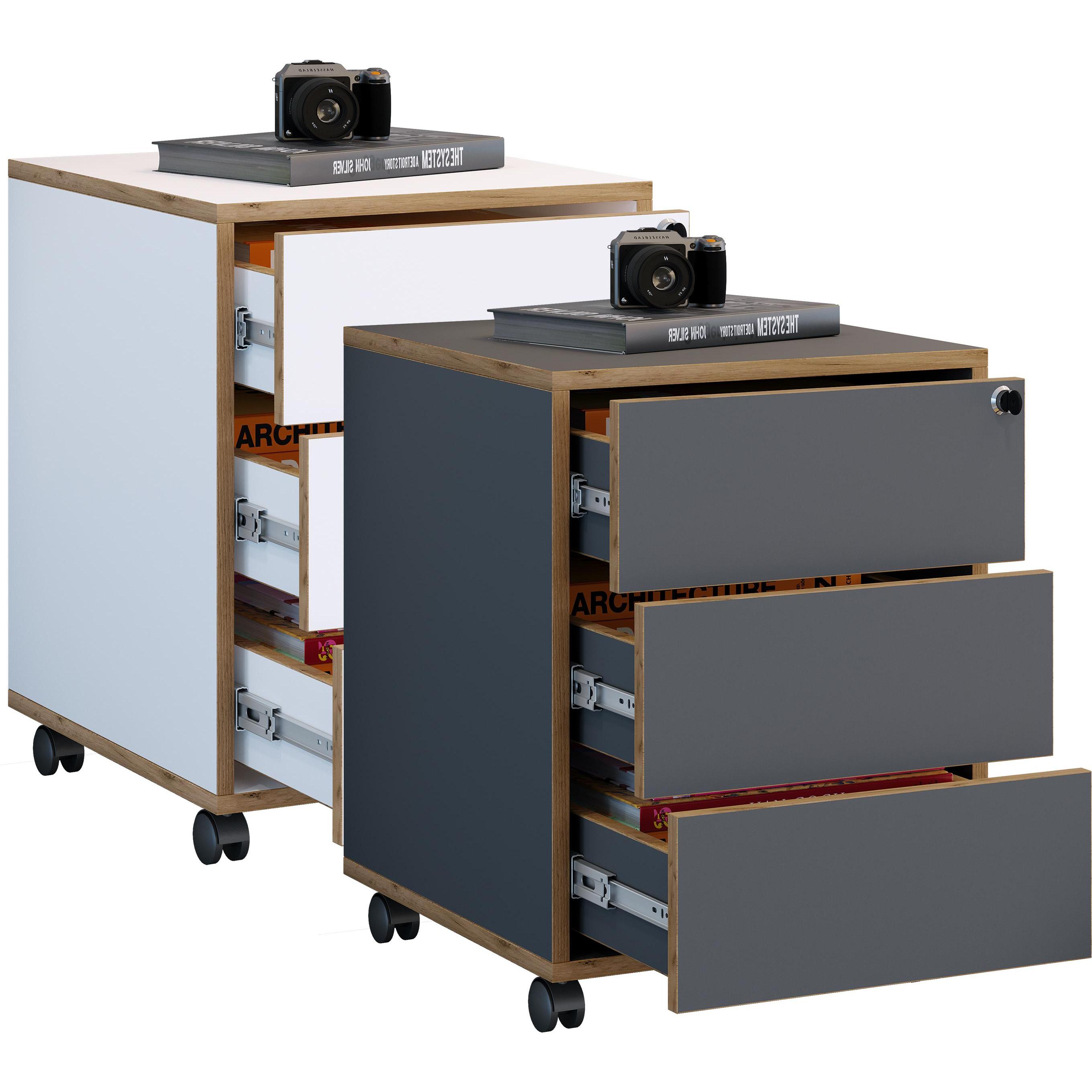 Thumbnail - VCM, Rollcontainer, Büro Rollcontainer Salia 3 Schublade (50 x 42 x 45 cm)