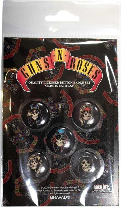 Actual product image Guns N Roses Appetite Skulls Badge (Pack of 5)