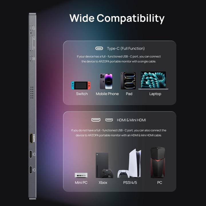 Image du produit Arzopa Portable Monitor Z3FC 16,1' 2,5K 180 Hz (2560 x 1440 pixels, 16.10")