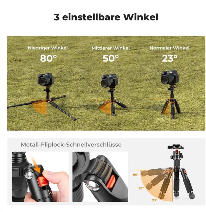 Actual product image K&F Concept S225A0+BH-25L Desktop Mini Tripod for Camera (Metal)