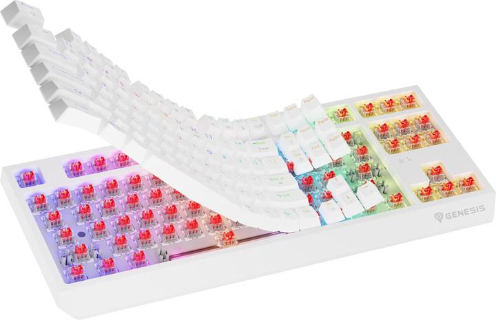 Produktbild Genesis herní klávesnice THOR 230/TKL/RGB/Outemu Red/Bezdrátová USB + Bluetooth/US layout/Bílá (US, Kabelgebunden, Kabellos)
