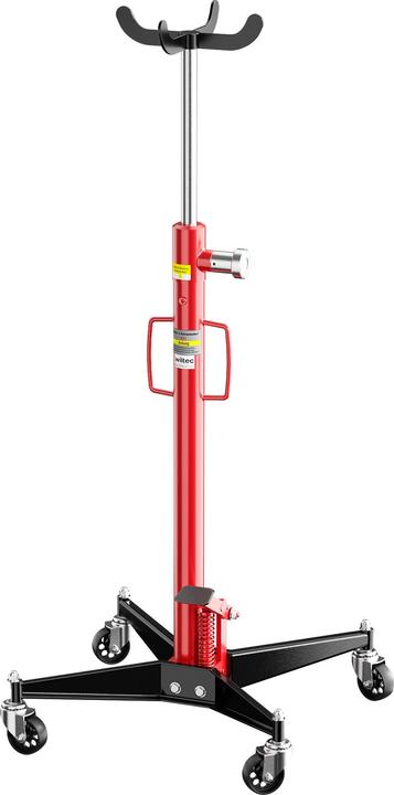 Wiltec Getriebeheber mobil hydraulisch 500kg 110-195cm Rollen Aufnahmekralle Lkw