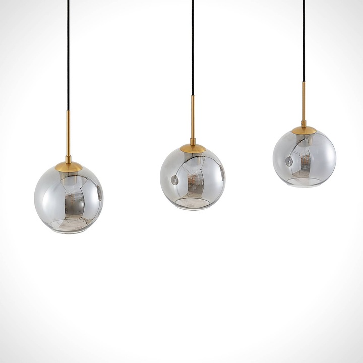 Immagine prodotto Lindby Lampada a sospensione Hiwana 3 Smoke/Brass (E27)