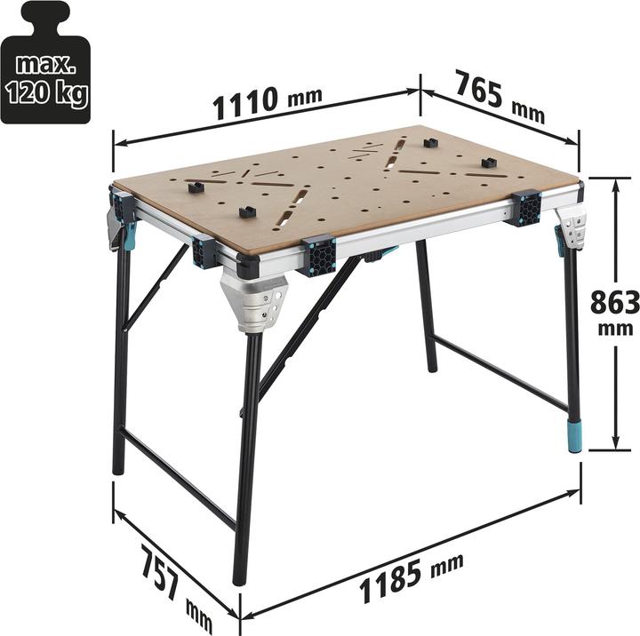 wolfcraft 1 MASTER work 1600 Arbeitstisch (111 cm, 76.50 cm)