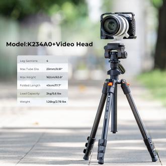 Immagine prodotto K&F Concept K234A0 Videostativ mit 3D-Kopf und Telefonhalter