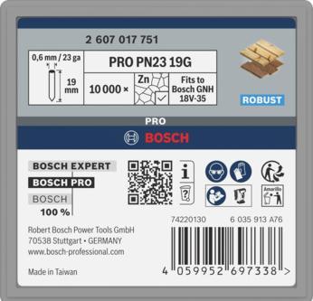 Produktbild Bosch Professional Zubehör PRO PN23 G-Pin, 0.65/23 g, verzinkt, 19 mm, 10.00-tlg