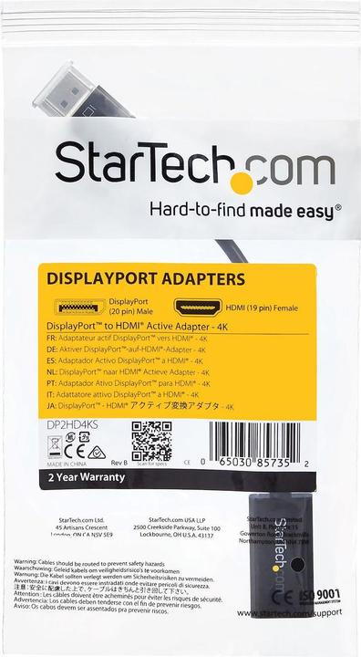Produktbild StarTech DisplayPort auf HDMI 4k (HDMI, 6.40 cm)