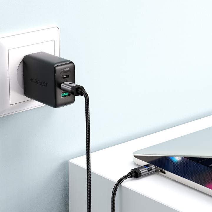 Immagine prodotto Acefast C15-04 USB-C - USB-C Cable with Display 480Mb/s 66W 1.2m - Black (1.20 m, USB 2.0, 66 W)