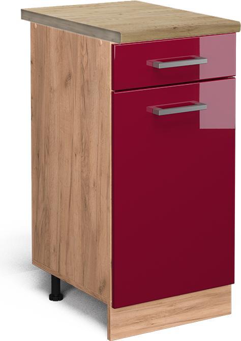 Bordeaux Hochglanz, Goldkraft Eiche, Rot, Rot Hochglanz