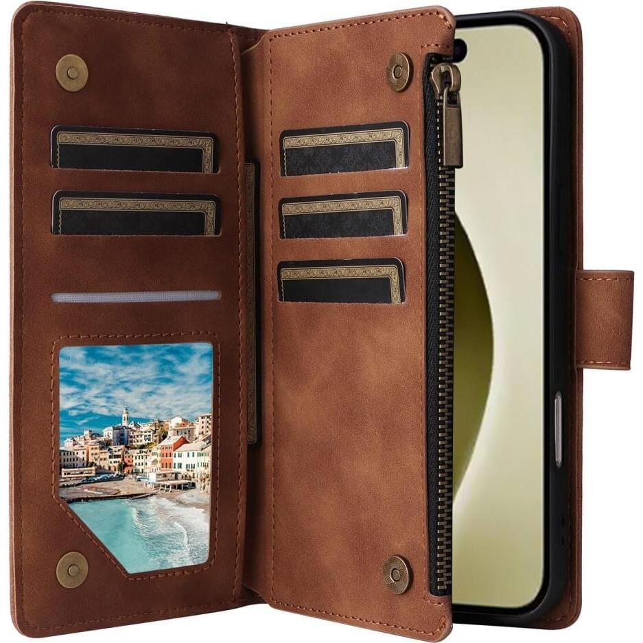 Thumbnail - Cover-Discount iPhone 16 Pro - Brieftaschen Hülle mit Umhängeband (Apple iPhone 16 Pro), Smartphone Hülle, Braun