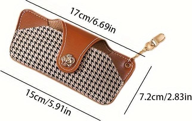 Actual product image Only-Bags.Store Simple PU leather glasses case with chain - modern and minimalist design for portability