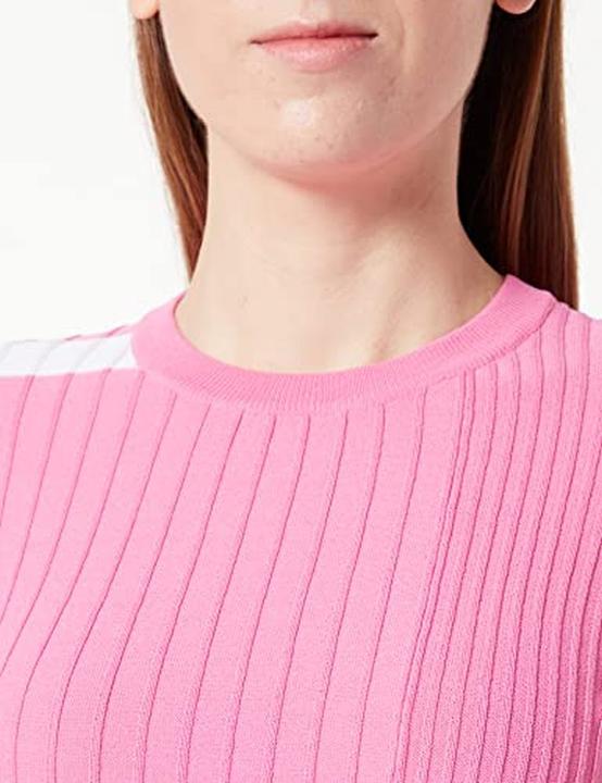 Actual product image Love Moschino Slim Fit Ribbed Top with Flared Long Sleeves and Contrast Color Intarsia (38)