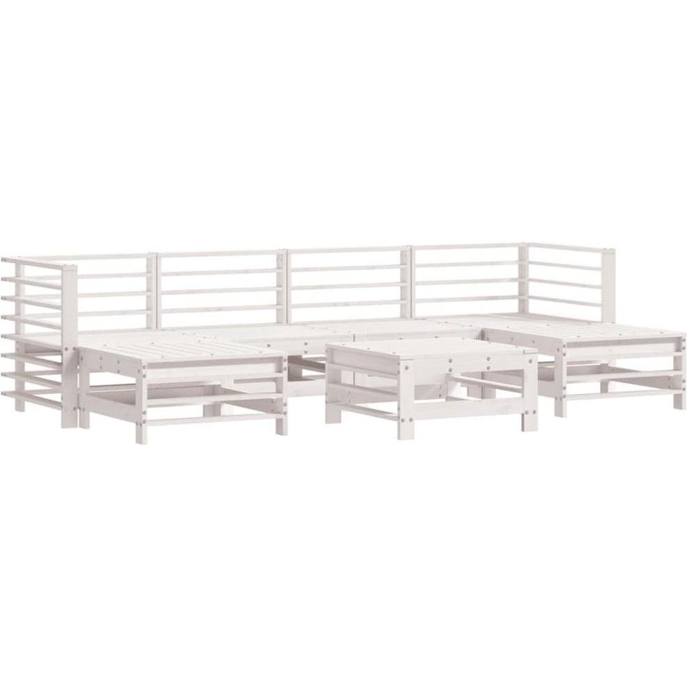 VidaXL, Gartenlounge, 7-tlg. Garten-Lounge-Set Weiss Massivholz Kiefer,Farbe