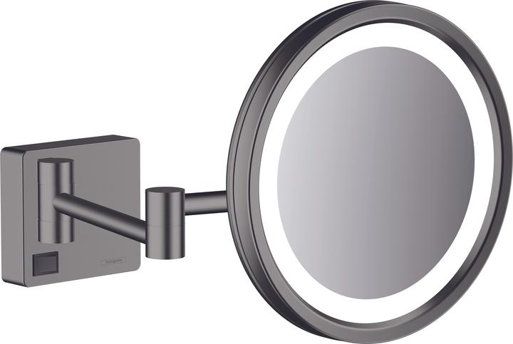 Actual product image hansgrohe HG Cosmetic mirror AddStoris with LED light brushed black